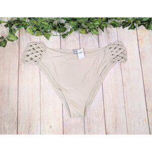 AERIE Women's Bikini Bottoms Crotchet Side Tan Beige Swim Summer XXL NEW
